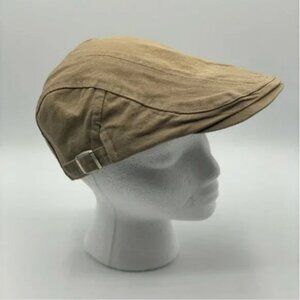 Newsboy Tan Cap 100% Cotton One Size Adjustable Strap